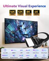 Câble HDMI 2.2 de haute qualité 96 Gbps, prend en charge 16K 60Hz 8K 240Hz 4K 480Hz, câble HDMI en nylon tressé haute vitesse 16k