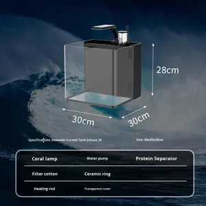 新型小型水槽 アクリル製 デュアルカラーLEDライト 高効率循環ろ過 クリエイティブな造景 バックフィルター デスクトップ - Product Image 6