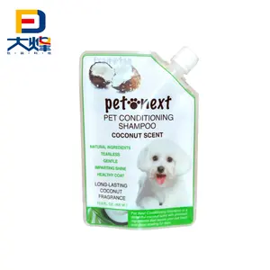 Customize Pet Care Product Shampoo Condition Liquid Stand Up Pouch Plastic Bags With Spout