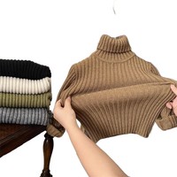 Pull en coton à col roulé pour enfants, style automne/hiver, tricoté épais, style coréen, sous-vêtement pour garçons et filles, vêtements pour bébés