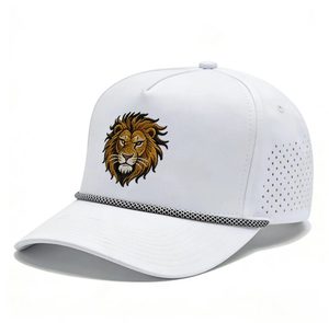 Gorra de Béisbol con Bordado de León, Transpirable, Perforada, Estilo Trucker, Ajustable, con Cierre a Presión, para Golf y Deportes al Aire Libre, con Decoración de Cuerda - Product Image 5
