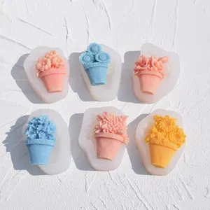New Bouquet Flowerpot Fondant Silicone Mold DIY Flower Basket Cake Baking Tool Silicone Mold