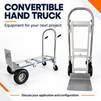 Chariot pliable à quatre roues en aluminium robuste 3-en-1 conforme CE pour la construction et la logistique