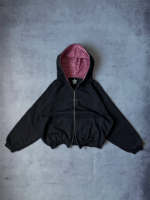 Sweat à capuche personnalisé pour homme avec fermeture éclair bidirectionnelle, doublure léopard, coupe courte, style streetwear, poche kangourou