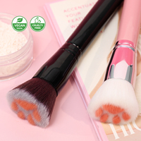 Pinceau de maquillage professionnel en bois rose, motif patte de chat noire, personnalisable avec logo, luxe, végétalien, pour poudre libre, pour femme - Meilleures ventes