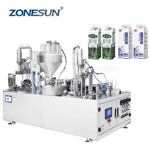 ZONESUN ZS-GTC1000 우유 주스 음료 게이블 탑 카톤 충전 포장기 반자동