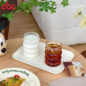 Bán buôn Màu cốc thủy tinh sữa cà phê trà uống gợn ly thủy tinh hộ gia đình Sâu Bướm cốc nước - Product Image 4