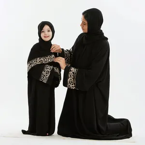 EID ramadan luxe qualité supérieure 2 pièces islam prière abaya robe personnalisée mère fille abaya prière avec hijab