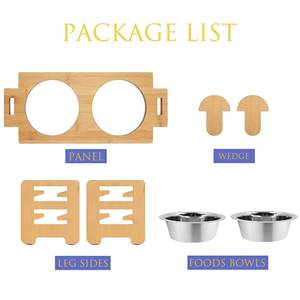 Mangkuk Makan Anjing dan Kucing 2 in 1 Kayu, Tinggi Dapat Disesuaikan, Miring, Terangkat, Anti Selip, Tahan Air, untuk Penggunaan Dalam Ruangan - Product Image 4