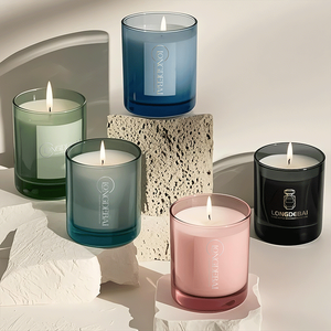 Stiker Label Bulat Kustom untuk Wadah Lilin Kosong Mewah 6oz 10oz 12oz 14oz Stoples Lilin Kaca Amber Silinder dengan Kotak dan Tutup - Product Image 6