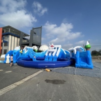 Parc aquatique gonflable Ceyu pour projets commerciaux de location, installations de divertissement extérieur, château gonflable avec toboggan et piscine