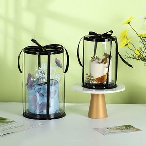 透明性の高い<span class=keywords><strong>2</strong></span>インチラウンドデザート包装ディスプレイ収納ギフトパーティー再利用可能クリアケーキボックス紙蓋付き - Product Image 2