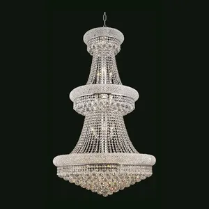 Lampu Gantung Kristal Putih dan Emas Dekorasi Foyer Lampu Gantung Kristal Kekaisaran Modern Mewah