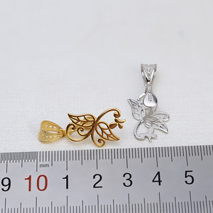 Pendentif en argent 925 fait main, forme de fleur baroque ajourée, avec collier en perle de forme spéciale, pendentifs fins à faire soi-même, breloques pour femmes - Product Image 3