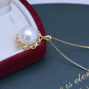 Freshwater 3-4mm White Small <b>Pearl</b> <b>Necklace</b> Pendant Perfect Circle with Strong Light & Almost Flawless S925 <b>Gold</b> DIY <b>Necklace</b> - Product Image 3