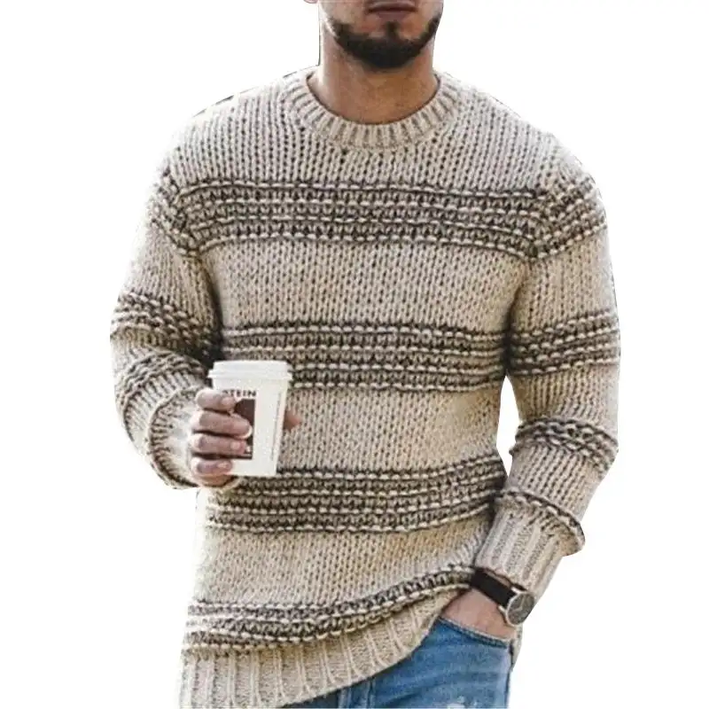 new fashion Mens Big and Tall Stripe pullover Crewneck Sweater