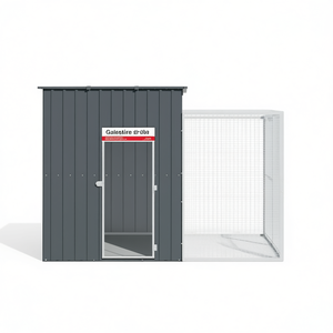 Nichoir pour chien en acier galvanisé 84,3x99,6x71,3 pouces avec enclos extérieur, abri pour animaux de compagnie durable toutes saisons, design moderne - Product Image 1