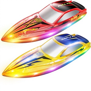 DEERC 2-Pack <b>RC</b> Boats Kids Fast Remote <b>Control</b> Boat 41200mAh Batteries 120 Min Runtime 7 LED Lights Capsize Recovery 2.4GHz - Product Image 1
