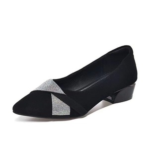 Elegantes Sandalias Negras de Tacón Bajo con Punta en Pico y Decoración de Pedrería, Zapatos de Mujer de Tacón Bajo Tipo Slip-On al por Mayor - Product Image 6