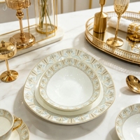 Modernes Luxuriöses Geometrisches Bone China Geschirrset Premium Porzellan Tafelservice für Hochzeit, Hotel und Elegantes Zuhause