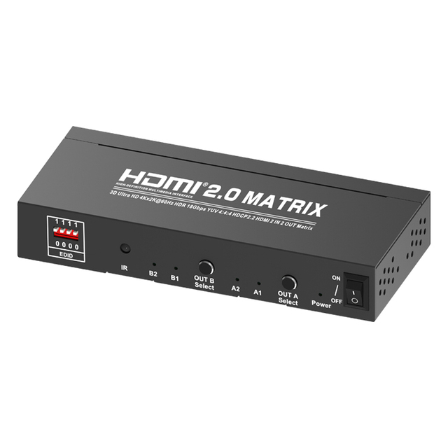 HDMI Matrix 2 in 2 Out HDMI Switch Splitter 2X2 4K@60Hz  HDMI Matrix Switcher With Remote Control