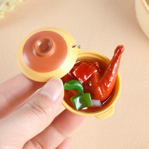 Jouets alimentaires miniatures de simulation, canard rôti, cuisses de poulet, pattes de poulet, riz au pot de terre cuite, modèles alimentaires, accessoires, porte-clés, pendentifs - Product Image 1