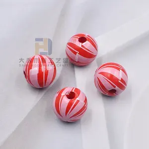 Factory Coated Wood Bead Windmill Shape Printed Wooden Beads for Jewelry Making Christmas House Decor