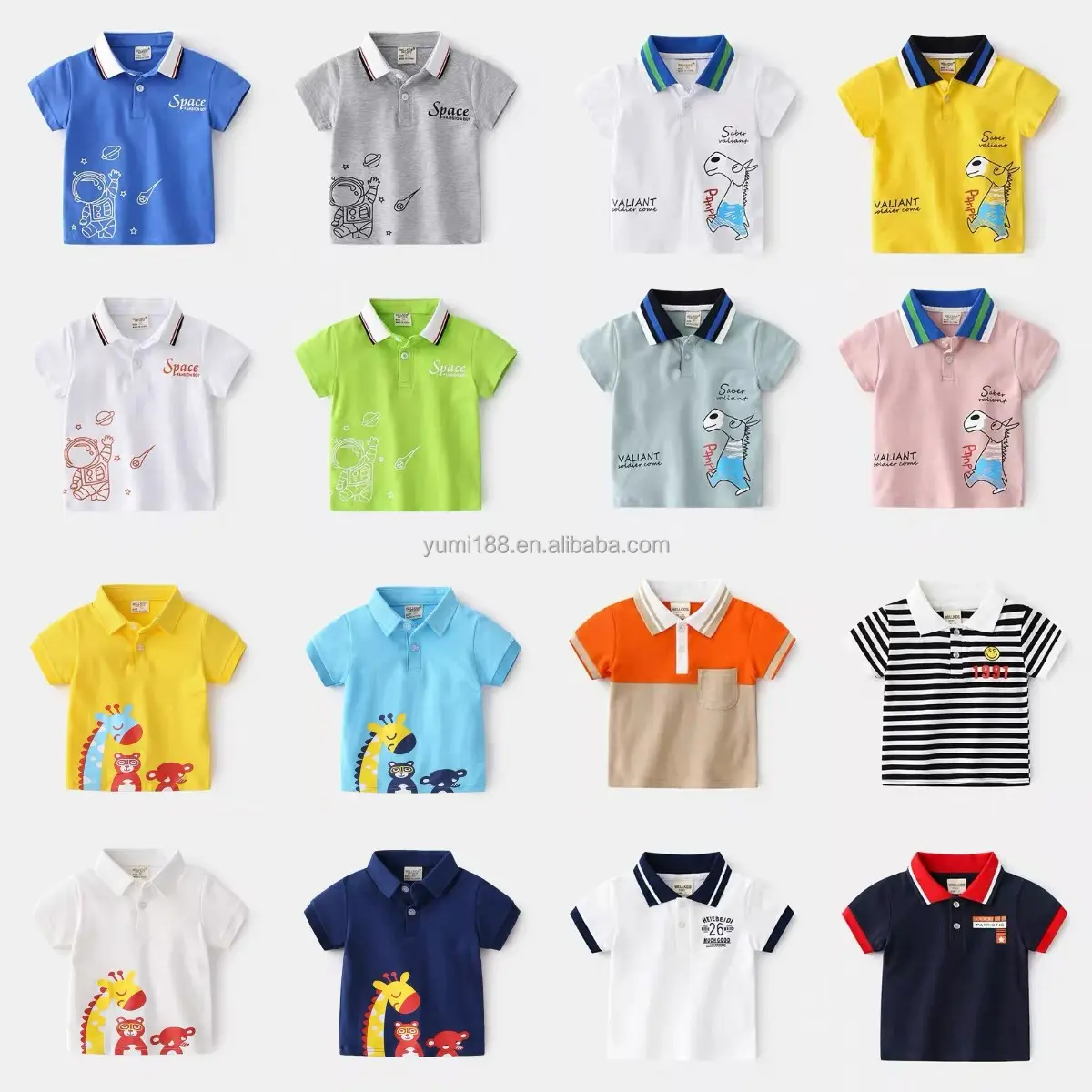 2023 New Fashion Golf Polo T-shirt For Boys Cartoon Pattern 2-14 Years Summer Kids Tops Baby Polo Kids Shirts