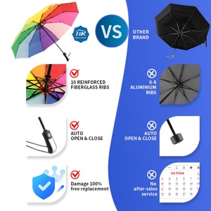 Stylish Fashionable Printed Compact Rainbow Raining Accessory Manual Auto Close Folding Umbrella for Women Men Teens Daily Use - Product Image 6