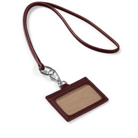 Porte-cartes d'identité et de crédit en cuir véritable avec logo personnalisé, blocage RFID, sans fermeture, avec cordon de cou et fenêtre transparente pour carte d'identité 2.8x3.75