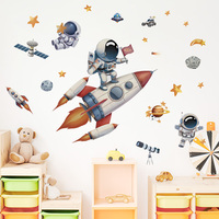 Autocollant mural auto-adhésif dessin animé astronaute spatial fusée bébé
