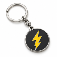 Porte-clés en métal personnalisé avec emblème éclair énergétique, logo sur mesure, cadeau promotionnel en gros, fabricant OEM en vrac