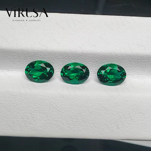 Laborgezüchteter synthetischer Smaragd, hydrothermale Synthese, oval geschliffene Smaragdfarben-Edelsteine, laborgezüchtete sambische Edelsteine - Product Image 1