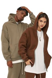 Hot-selling Custom No Drawstring Zip-Up Hoodies Blank Plain Oversized Fleece Zip up Fit Boxy Hoodie High Quality Men's Hoodies - Product Image 6