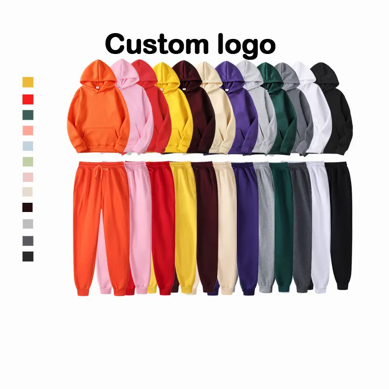 Blank Winter Oversized Hoodies Custom Logo Unisex Plus Size Men'S Brown Sweatpants And Hoodies & Sweatshirts Wholesale Set