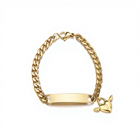 Bracelet chaîne pour femme avec logo personnalisé, nom, lettre, breloque croix gravée, étanche, et maillons cubains épais dorés