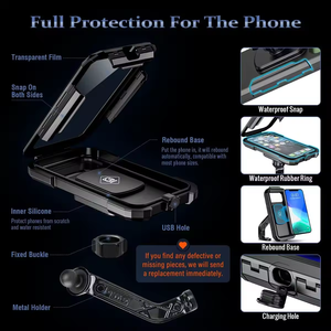 Support de téléphone de moto à écran haute sensibilité avec étui de chargeur étanche avec conception de base résiliente étui de téléphone étanche - Product Image 5