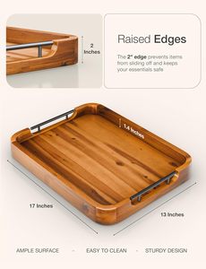 Bandeja de Madera Personalizable con Asas de Metal Negro Mate, Bandeja para Mesa de Centro Otomana para el Desayuno - Product Image 3