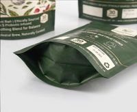 Sachets personnalisés refermables pour thé vert en poudre, emballage alimentaire, sacs en plastique à fond plat de qualité alimentaire