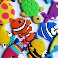 Vente en gros de mignons animaux marins tortue dauphin poisson de mer décoration de la maison aimant de réfrigérateur en caoutchouc PVC souple 3D promotion souvenir bricolage