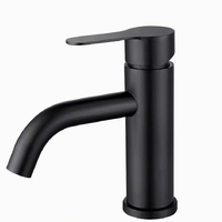 Robinet de lavabo moderne sans contact haut de gamme en acier inoxydable finition noire, monocommande, monotrou, à poser sur le plan, pour salle de bain