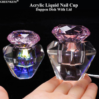 Gobelet en verre acrylique cristal diamant avec couvercle, outils d'art, coupelle Dappen pour monomère à ongles