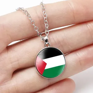 Nhà Máy Bán buôn có ý nghĩa món quà vòng hình dạng Hợp kim kẽm Bạc palestine cờ Vòng cổ mặt dây chuyền cho Unisex - Product Image 5