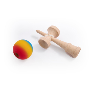 Jeu de Kendama en bois avec finition personnalisée, peinture caoutchouc rouge et noir, pour enfants - Product Image 1