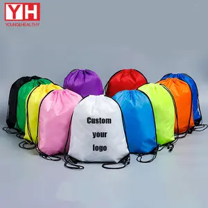 Large Drawstring Gym Bag Pink Pull Shoe Draw String Bag Custom Logo Waterproof Pouch Polyester Custom Drawstring Bag With Logo