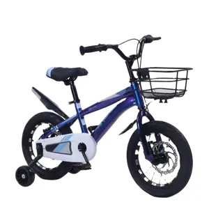 Sepeda anak-anak biru 14 16 18 inci grosir diproduksi di Tiongkok warna terang sepeda murah dengan garpu baja dan Pedal biasa
