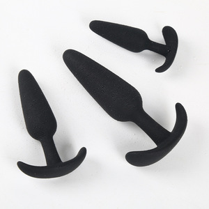 Plug anal en silicone noir en forme de T, étanche, silicone solide, sensation réaliste pour les jeux sexuels anaux - Product Image 1