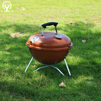 Barbecue au charbon de bois pliable noir de 14 pouces avec mini table de camping pour un usage domestique