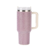 Gradient Color Rhinestone Cup 40Oz Coffee Vacuum Tasse à eau en diamant en acier inoxydable à double paroi avec poignée