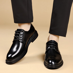 <span class=keywords><strong>Scarpe</strong></span> in Pelle da <span class=keywords><strong>Uomo</strong></span> Nere <span class=keywords><strong>con</strong></span> Tacco Nascosto, Allacciatura Formale <span class=keywords><strong>per</strong></span> Business, Taglie Grandi 47 48 - Product Image 3